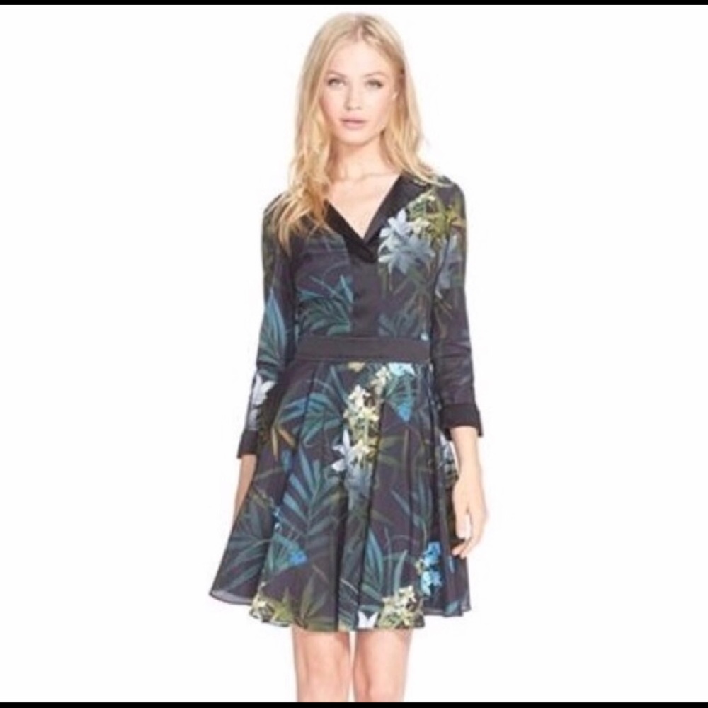 Ted Baker Twilight Floral Fit & Flare Dress Sz 0